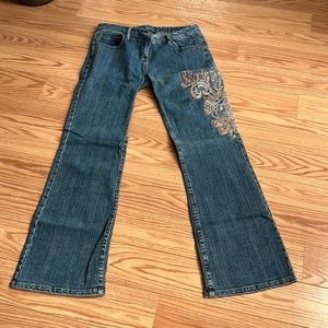 INC Petite flare Jeans with embroidery